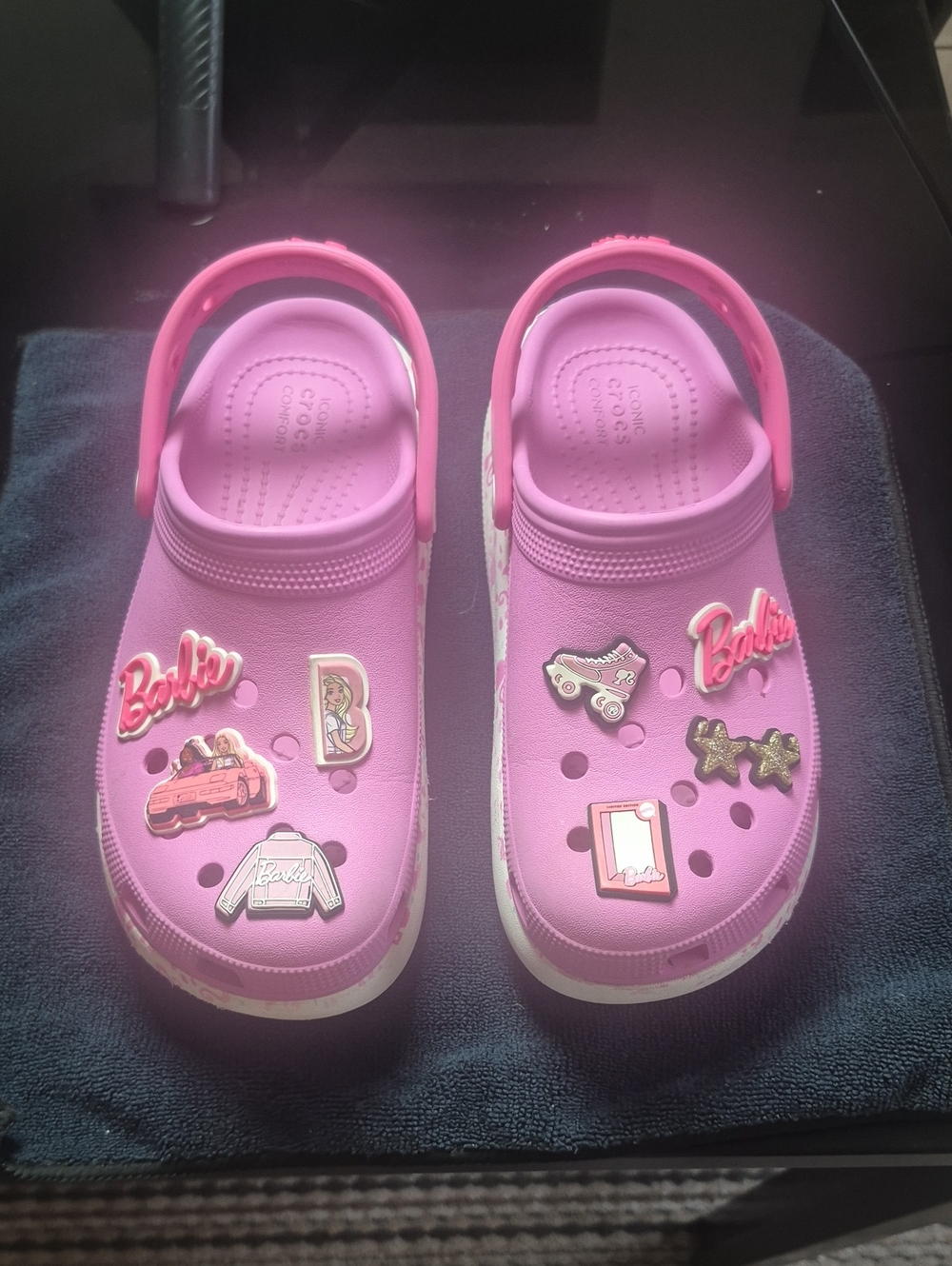 CROCS Kids Barbie Pink Slip-On Clog Sandals with Charms